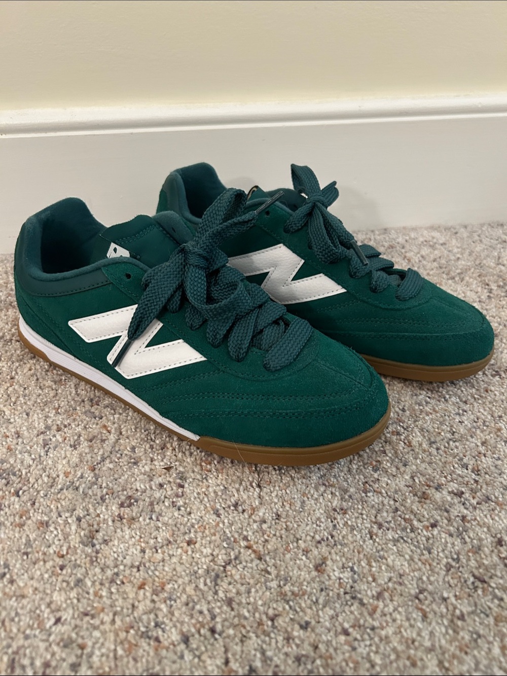 New Balance Women’s Green RC42 Suede Sneakers with White 'N' Logo